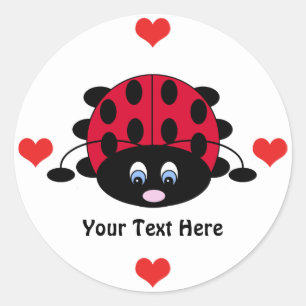 Personalized Cute Ladybug with Hearts Stickers
