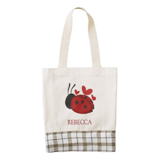 personalized cute ladybug zazzle HEART tote bag