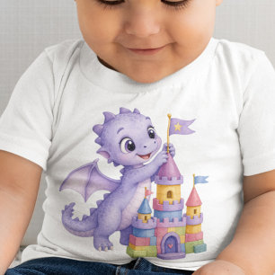 Personalized Cute Lavender Baby Dragon Toy Castle T-Shirt