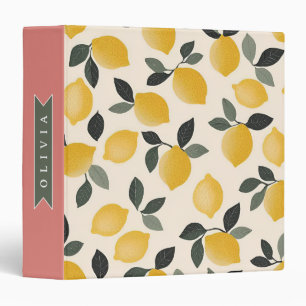 Personalized Cute Lemon Pattern Fresh Summer 3 Ring Binder