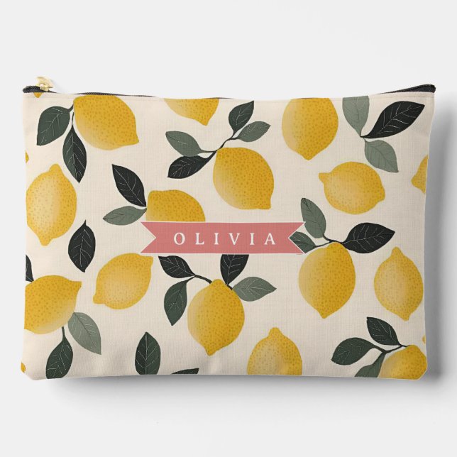 Personalized Cute Lemon Pattern Fresh Summer Accessory Pouch (Front)