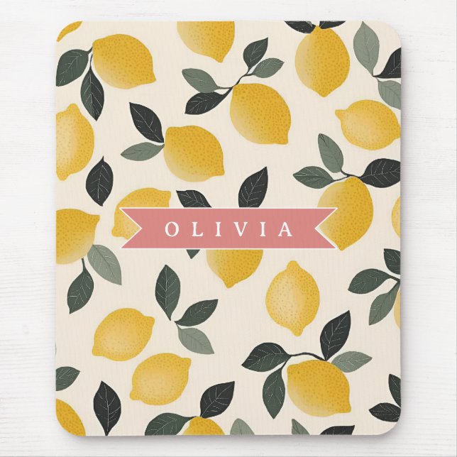 Personalized Cute Lemon Pattern Fresh Summer Mouse Pad (Front)