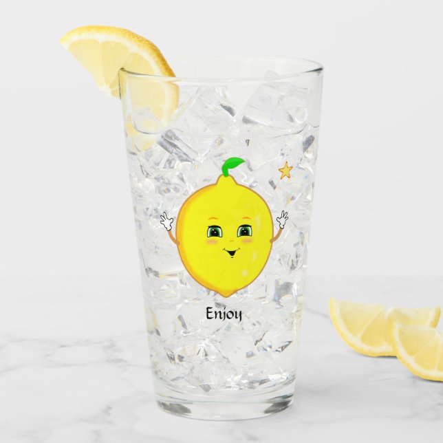 Personalized Cute Lemon & Star Glass (Front Ice)