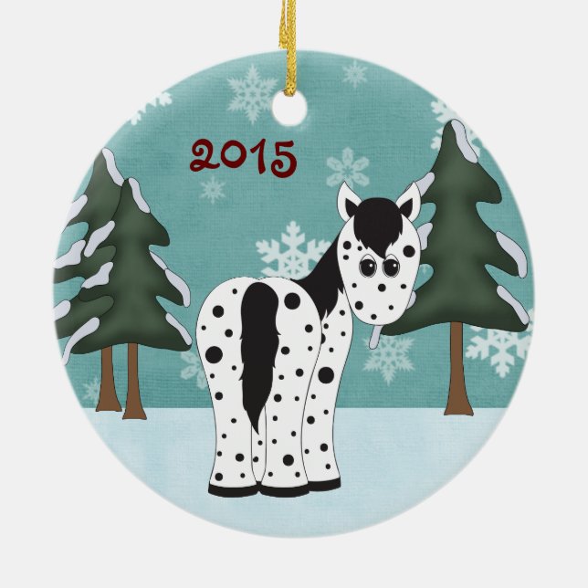 Personalized Cute Leopard Appaloosa ~ Appy Horse Ceramic Ornament (Back)