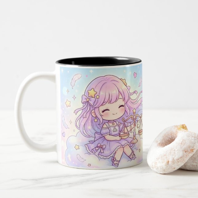 Personalized Cute Libra Zodiac Mug (With Donut)