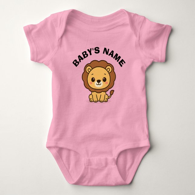 Personalized Cute Lion Baby Bodysuit (Front)