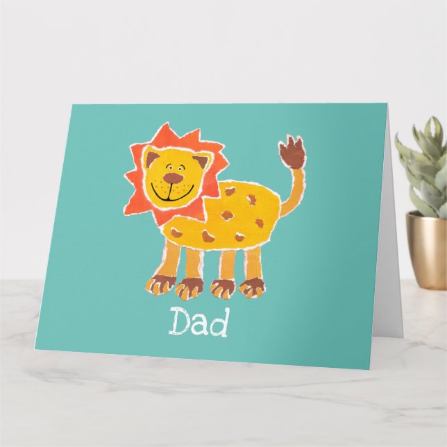 Personalized Cute Lion Father's Day Card (Small Plant)