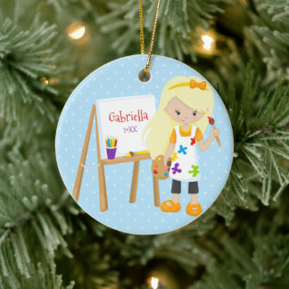 Personalized Cute Little Artist Christmas Ornament