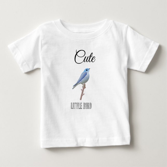 Personalized Cute Little Blue Bird Design Baby T-Shirt (Front)