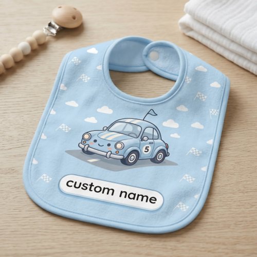 Personalized Cute Little Race Car Bib