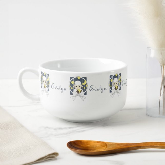 Personalized Cute Little Sheep Animal Kids Soup Mug (Creator Uploaded)