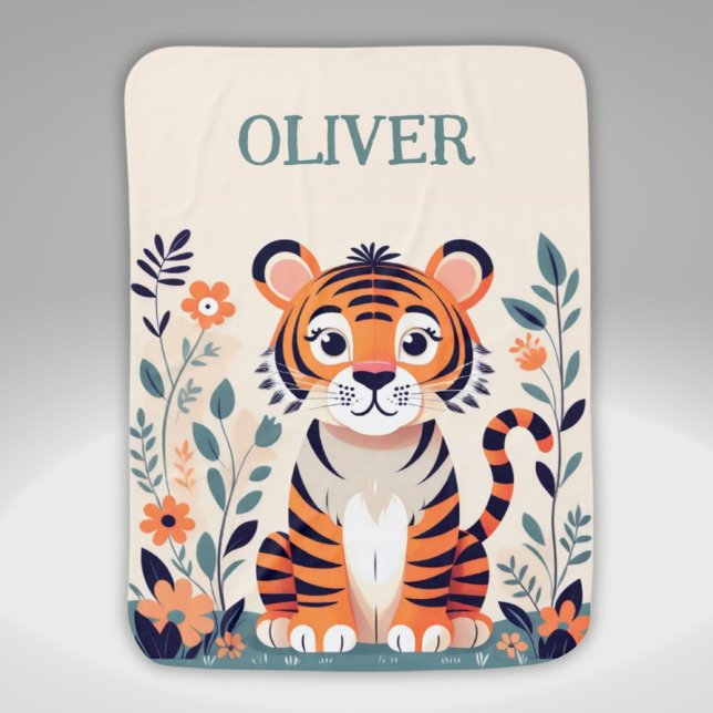 Personalized Cute Little Tiger  Baby Blanket (Creator Uploaded)