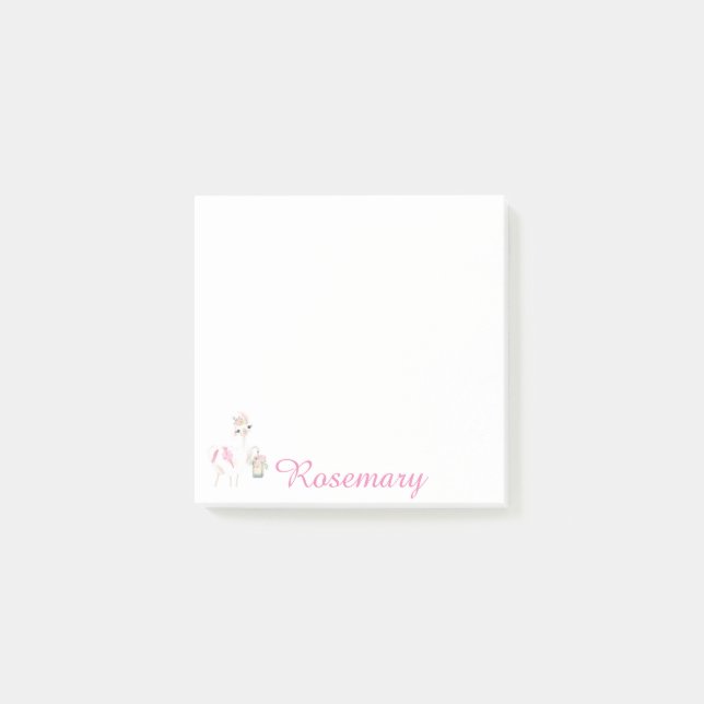 Personalized Cute Llama With Lantern & Flowers Post-it Notes (Front)