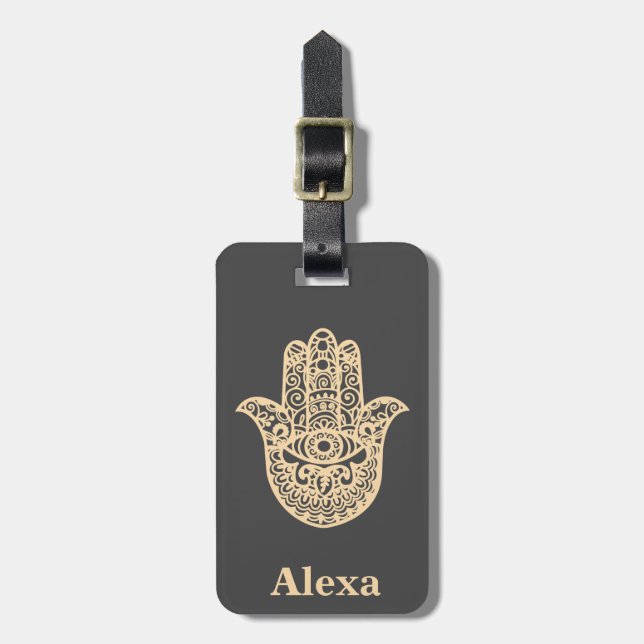 Personalized Cute lucky hamsa hand Luggage Tag (Front Vertical)
