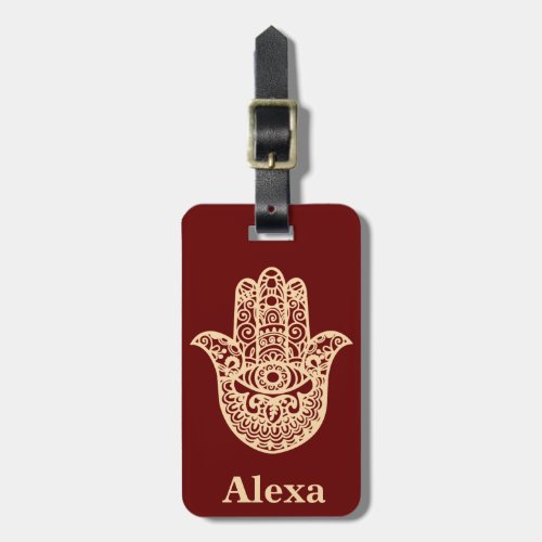 Personalized Cute lucky hamsa hand Luggage Tag