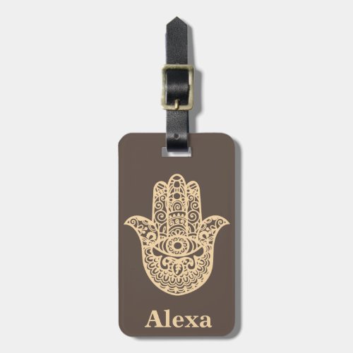 Personalized Cute lucky hamsa hand Luggage Tag