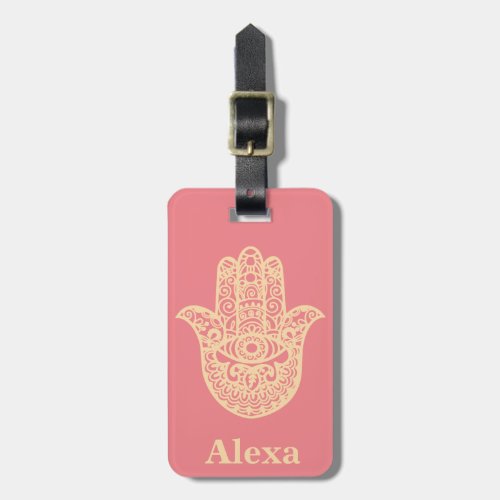 Personalized Cute lucky hamsa hand Luggage Tag