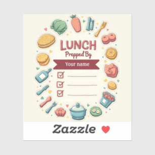 Personalized Cute Lunch Checklist for Kids Sticker