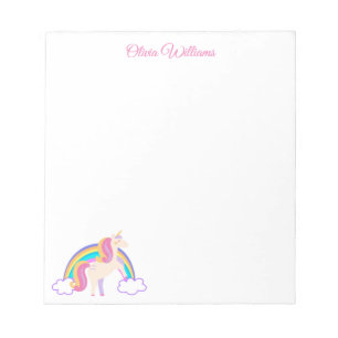Personalized Cute Magical Rainbow Unicorn Notepad