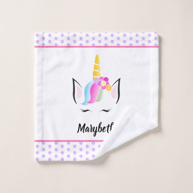 Personalized Cute Magical Unicorn Illustration Wash Cloth (Wash Cloth)