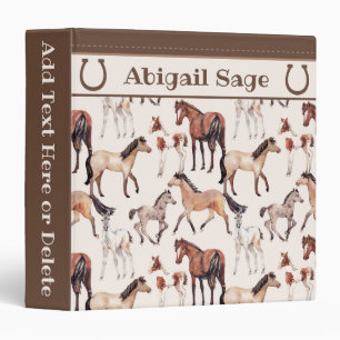 Personalized Cute Mares and Foals Horse 3 Ring Binder