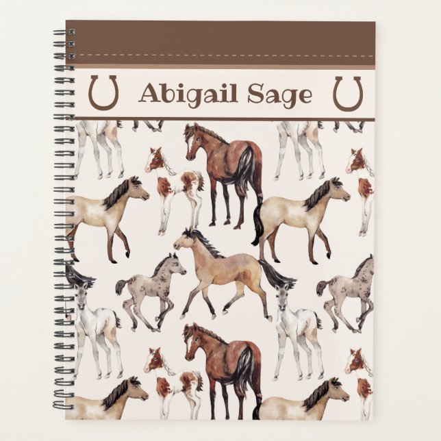 Personalized Cute Mares and Foals Horse Planner (Front)