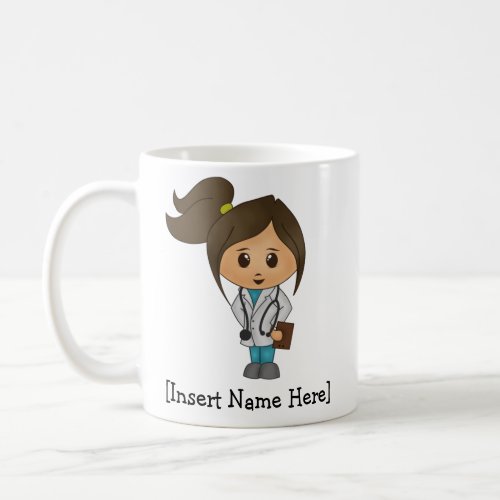 Personalized Cute Medical Doctor  Brunette Female Coffee Mug