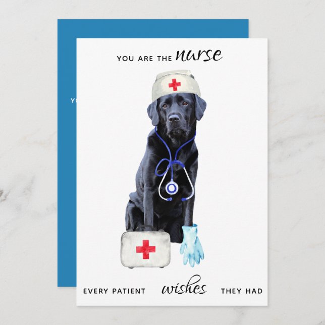 Personalized Cute Medical Nursing Dog Nurses Day Holiday Card (Front/Back)