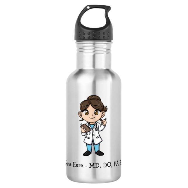 Personalized Cute Medical Professional Stainless Steel Water Bottle (Front)
