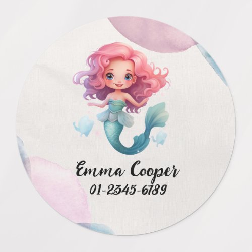 Personalized Cute MermaidNamePhone number Labels