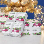 Personalized Cute Merry Christmas | Red Scooter Wrapping Paper<br><div class="desc">Cute whimsical watercolor Red scooter and Christmas Tree design . Wishing you a merry little Christmas . If you wish to change the color or style of the font click customize further at the end of the template .</div>
