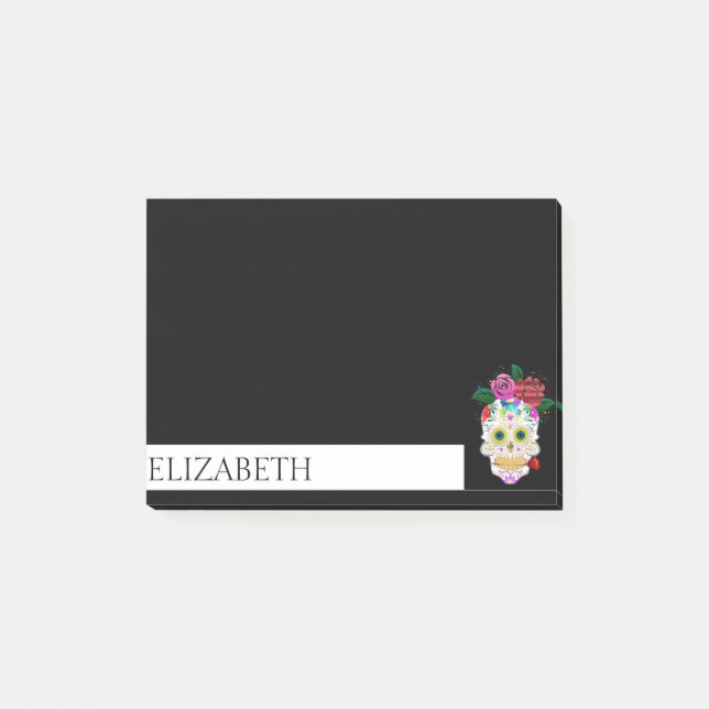 Personalized Cute Mexican Sugar Skull Halloween Po Post-it Notes (Front)