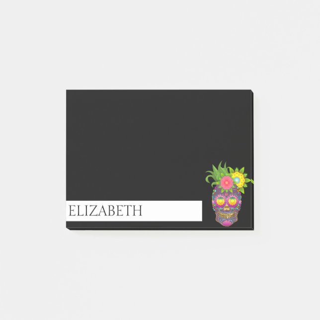 Personalized Cute Mexican Sugar Skull Halloween Po Post-it Notes (Front)