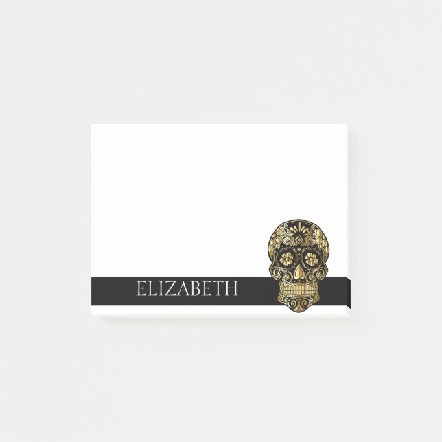 Personalized Cute Mexican Sugar Skull Halloween Post-it Notes (Front)