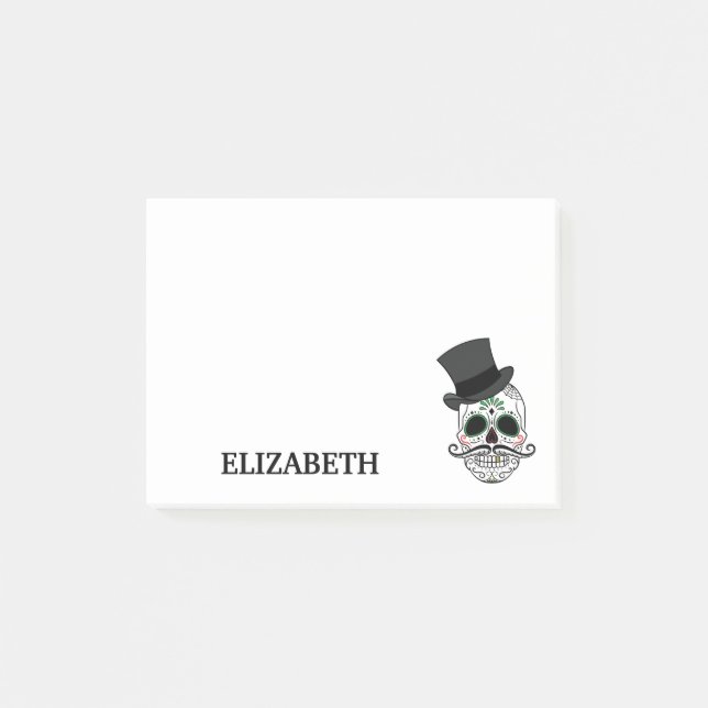 Personalized Cute Mexican Sugar Skull Halloween Post-it Notes (Front)