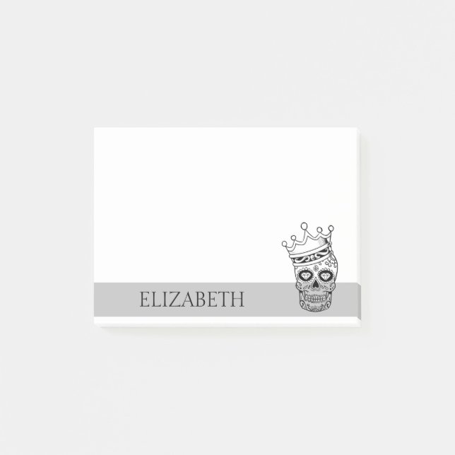 Personalized Cute Mexican Sugar Skull Halloween Post-it Notes (Front)