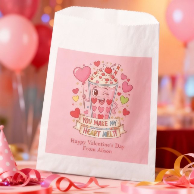 Personalized Cute Milkshake Classroom Valentine Favor Bag (Creator Uploaded)