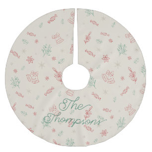 Personalized Cute Minimal Christmas Elements Brushed Polyester Tree Skirt