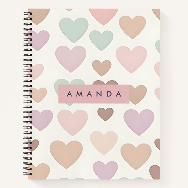 Personalized Cute Minimal Heart Pastel Notebook (Front)