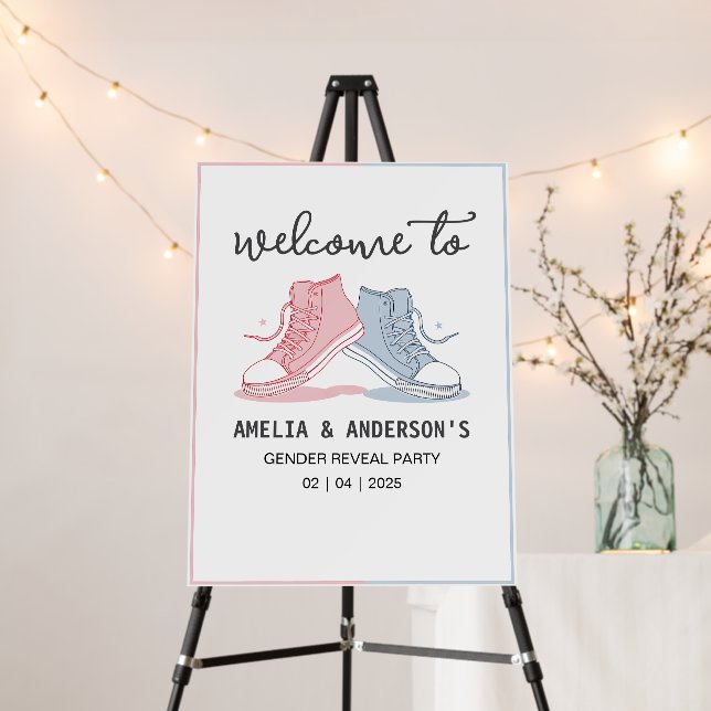 Personalized Cute Minimalist Sneaker Ball Reveal Foam Board (In Situ (Stand))