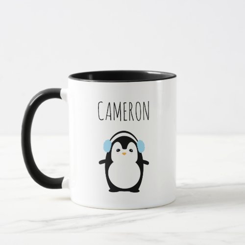 Personalized Cute Modern penguin illustration Mug