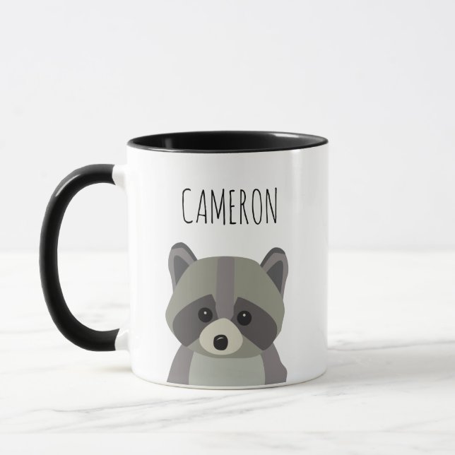 Personalized Cute Modern raccoon illustration Mug (Left)