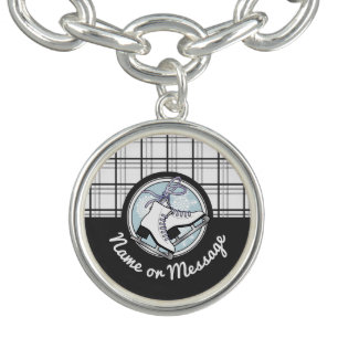 Personalized Cute Modern Tartan Ice Skating Bracelet