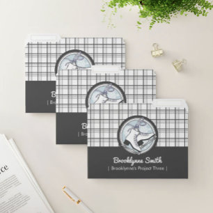 Personalized Cute Modern Tartan Ice Skating File Folder
