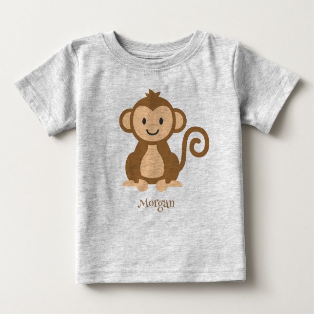 Personalized Cute Monkey Baby T-Shirt (Front)