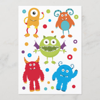 Personalized Cute Monster Birthday Invitations