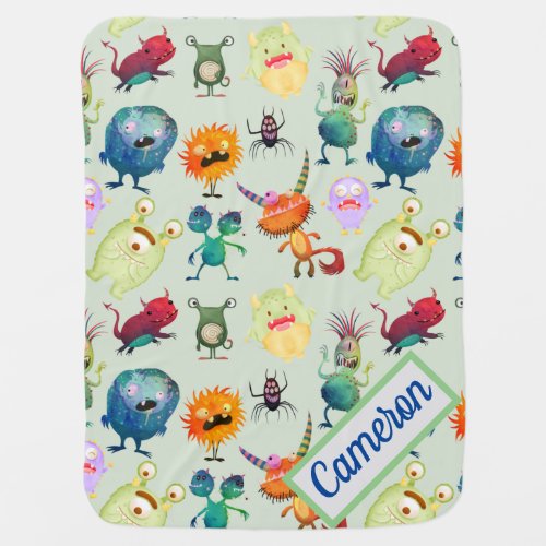 Personalized Cute Monster Design for Boys    Baby Blanket