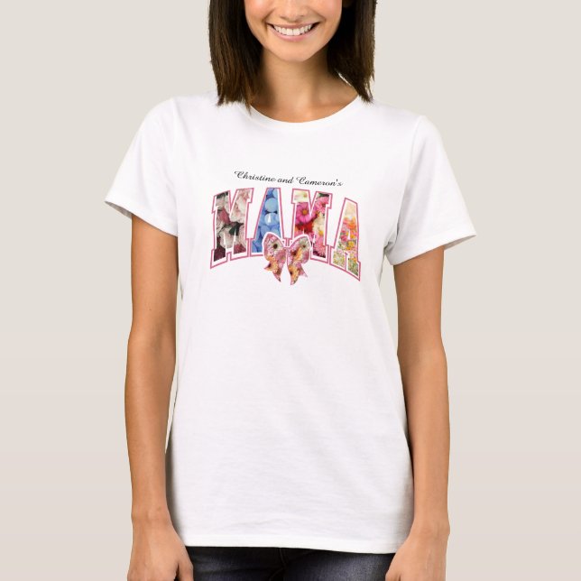 Personalized Cute Mother Modern Floral Womens Mom T-Shirt (Front)