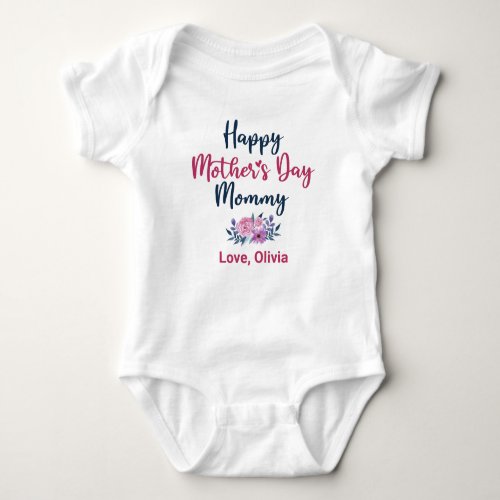 Personalized Cute Mothers Day with Baby Name Baby Bodysuit