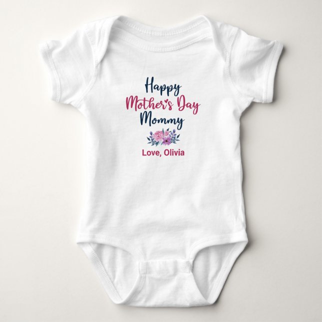Personalized Cute Mother's Day with Baby Name Baby Bodysuit (Front)